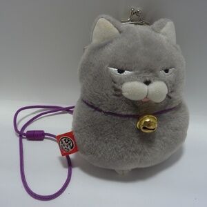 Rare 6” Hige Manjyu Coin Purse Cat Plush Japanese Kuromame Anime Amuse Grumpy Ca